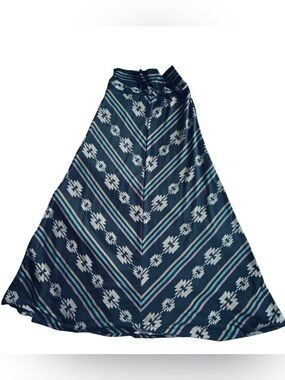 Massimo Navy Blue Maxi Skirt with White Geometric Print